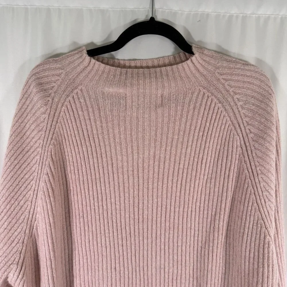 Silk Lore Sweater Women's 3X Pink Ribeed Knit High Neck Ramie Silk Blend